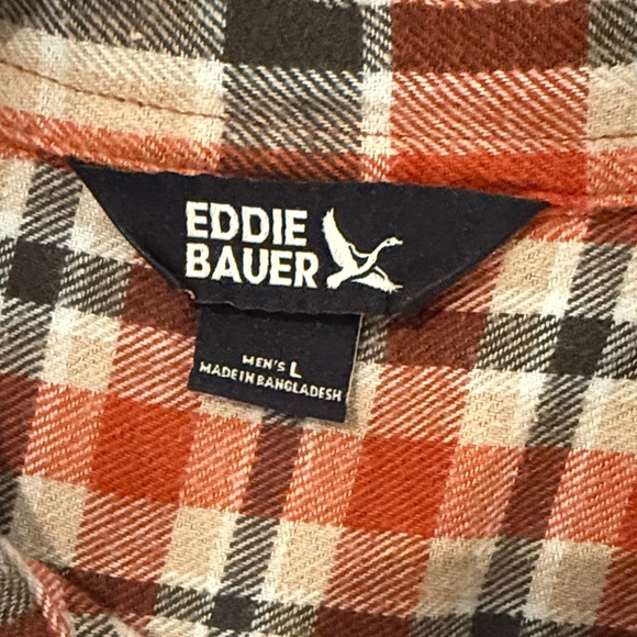 Eddie Bauer Orange 100% Cotton Long Sleeve Flannel Button Down | Size L - Picture 2 of 8
